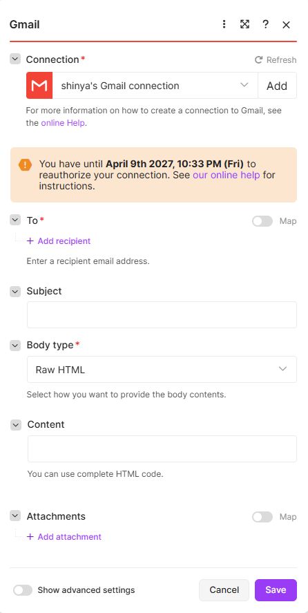 Make notice on the new Gmail connection asking the user to reauthorize it before a later date
